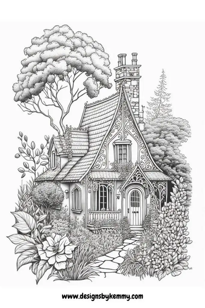 Magical house coloring pages