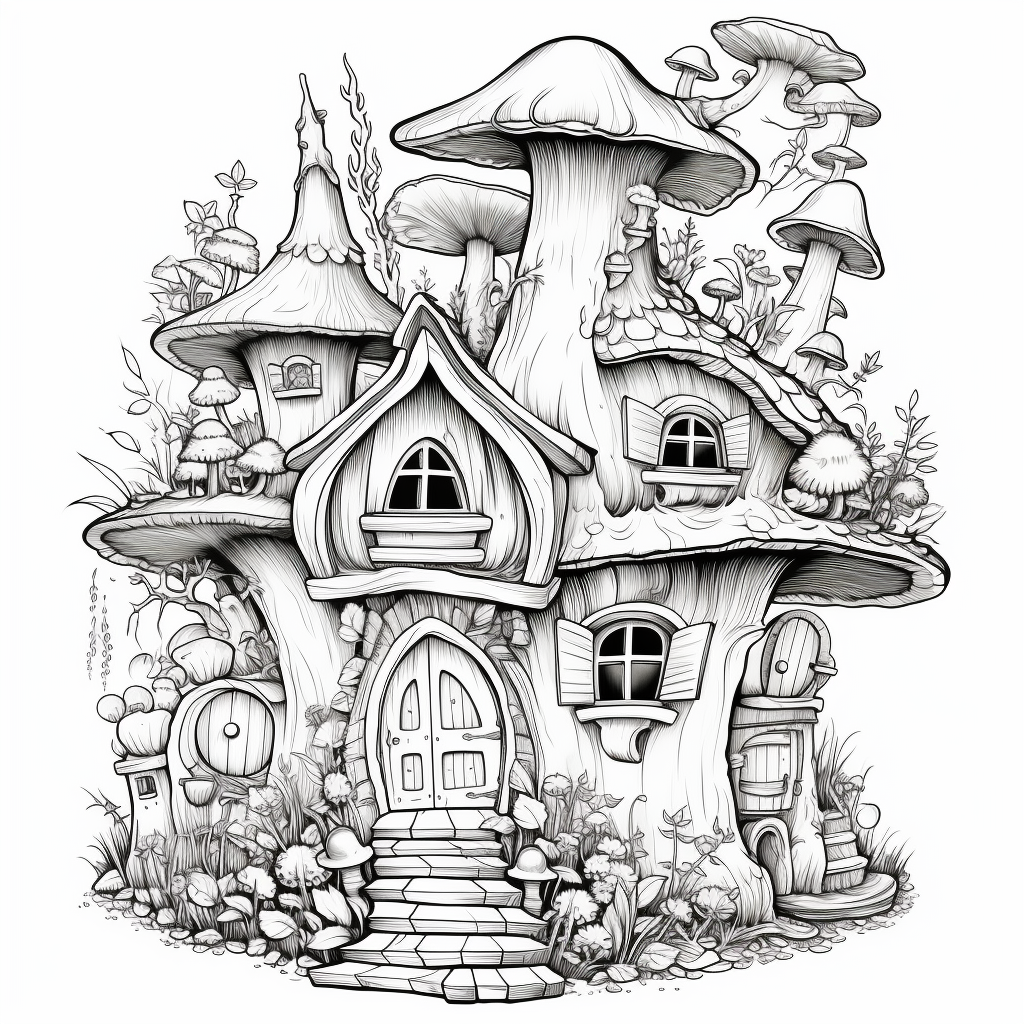 Fairy house coloring pages