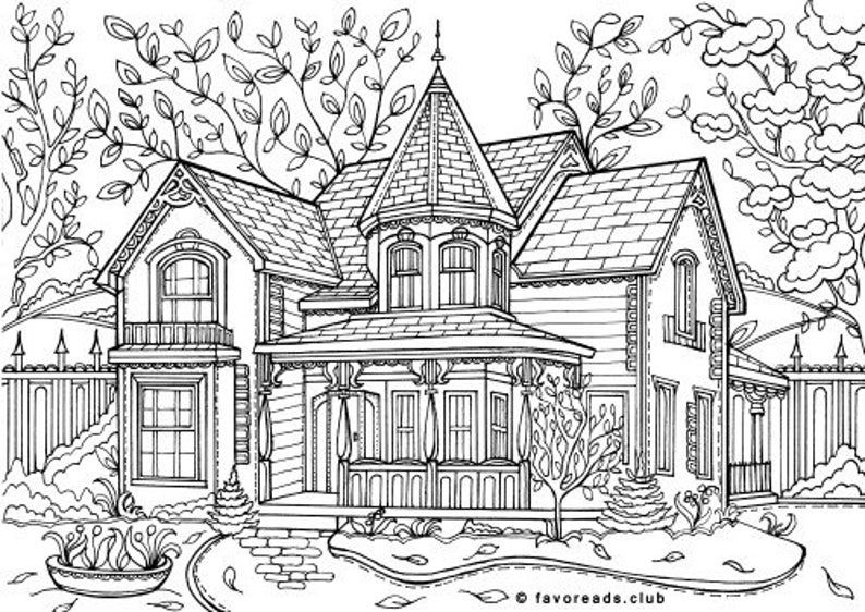 Beautiful houses bundle printable adult coloring pages from favoreads coloring book page for adults coloring sheet coloring design