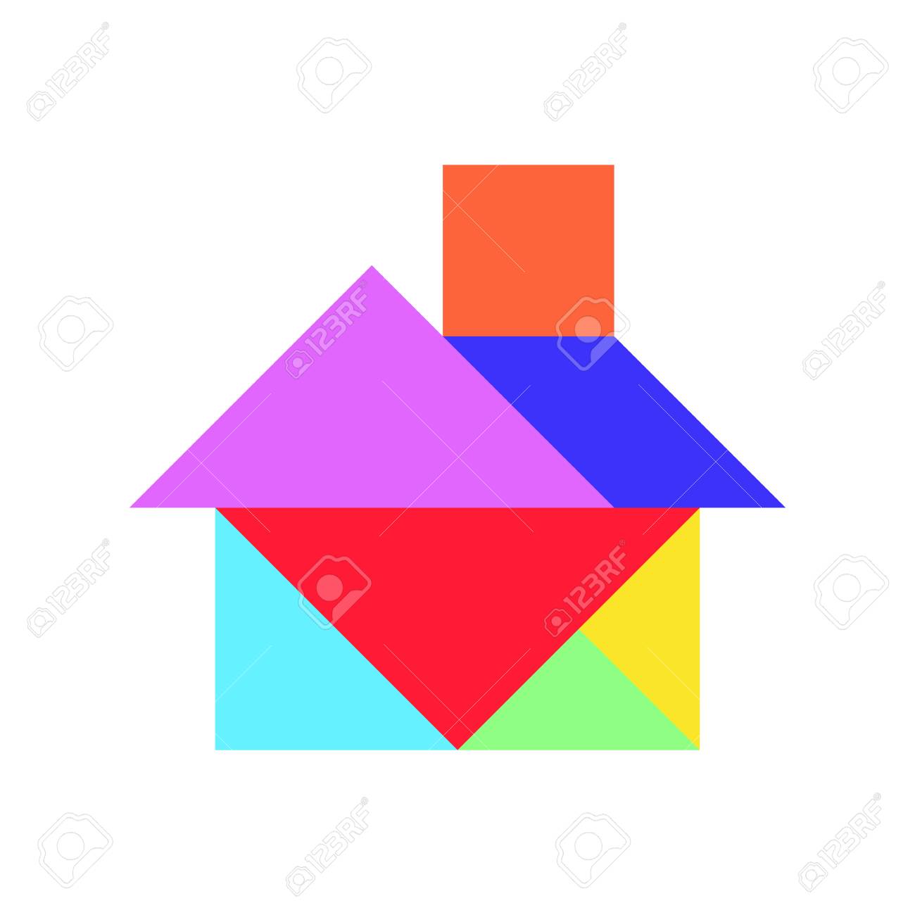 Color tangram puzzle in home shape on white background vector royalty free svg cliparts vectors and stock illustration image