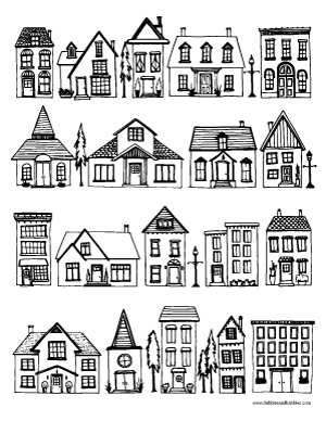 Houses coloring page