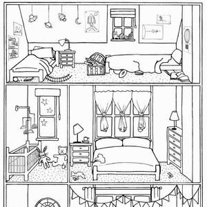 Interior house template for drawing or collage craft