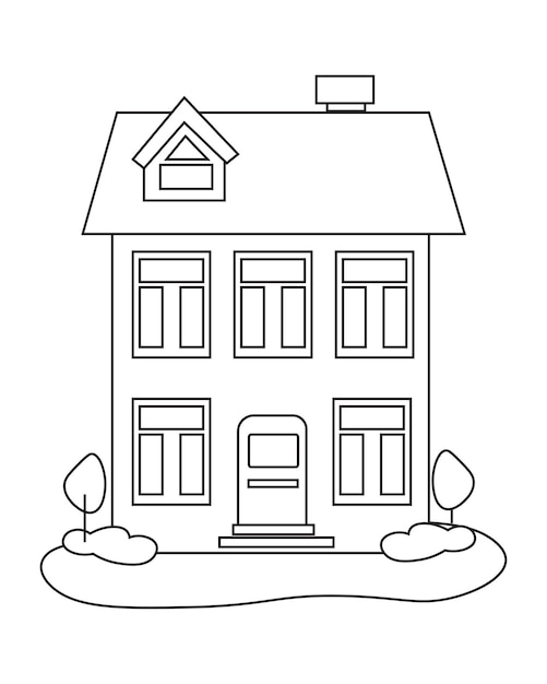 Premium vector simple house coloring pagehouse coloring pageline art coloring page