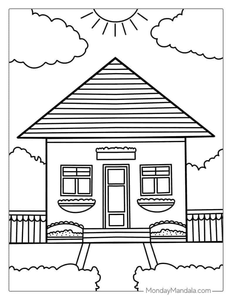 House coloring pages free pdf printables