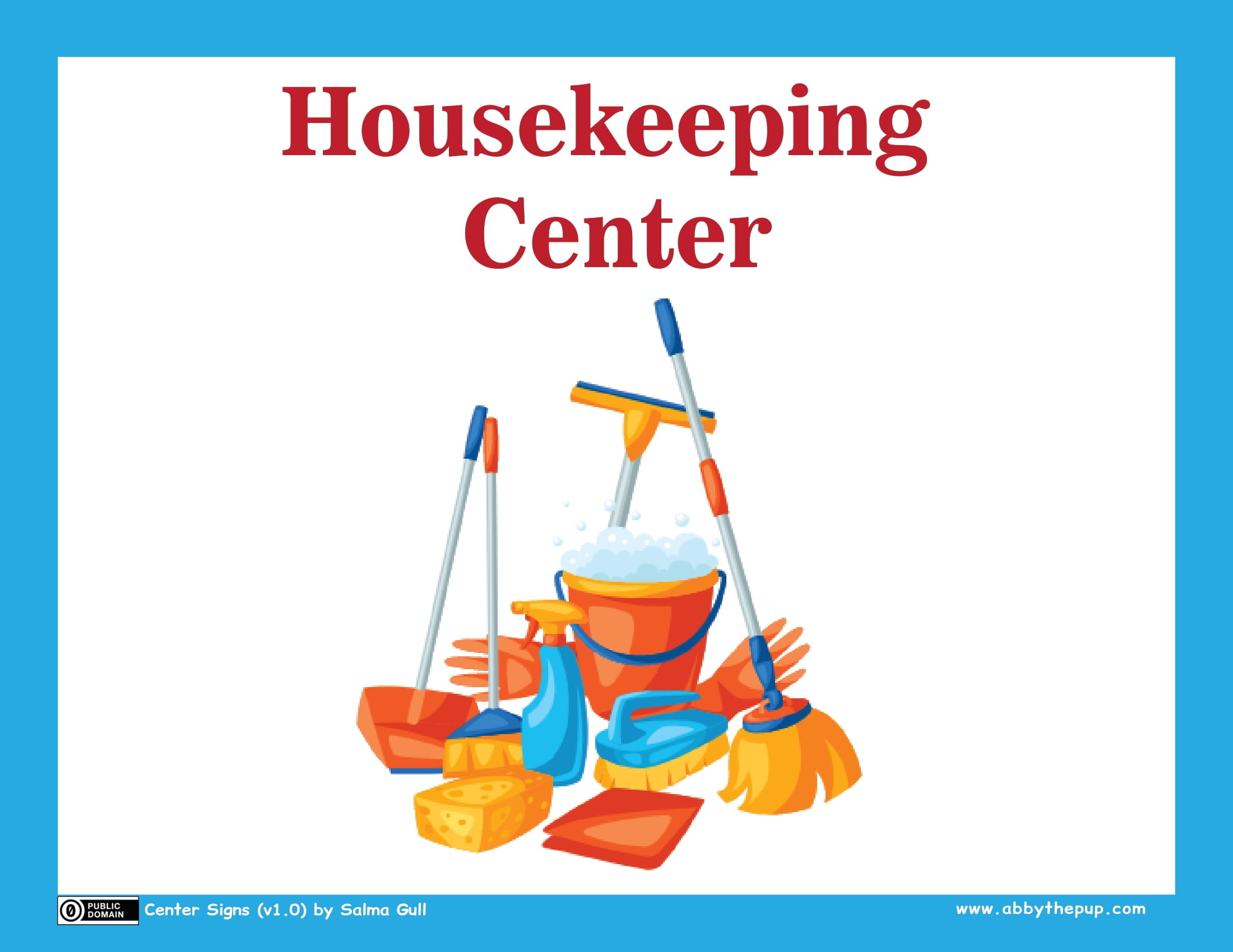 Housekeeping center sign free printable papercraft templates