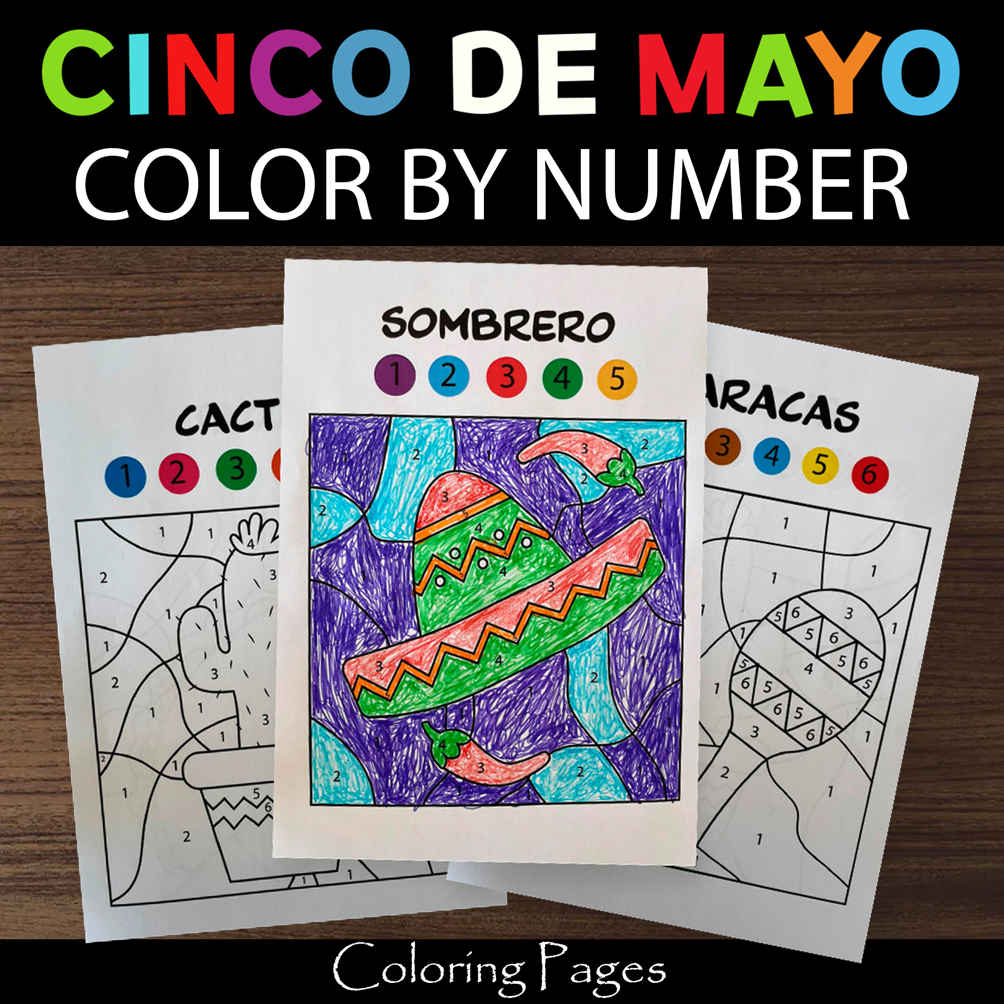 Cinco de mayo coloring pages color by number cinco de mayo activity made by teachers