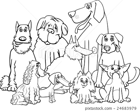 Purebred dogs coloring page