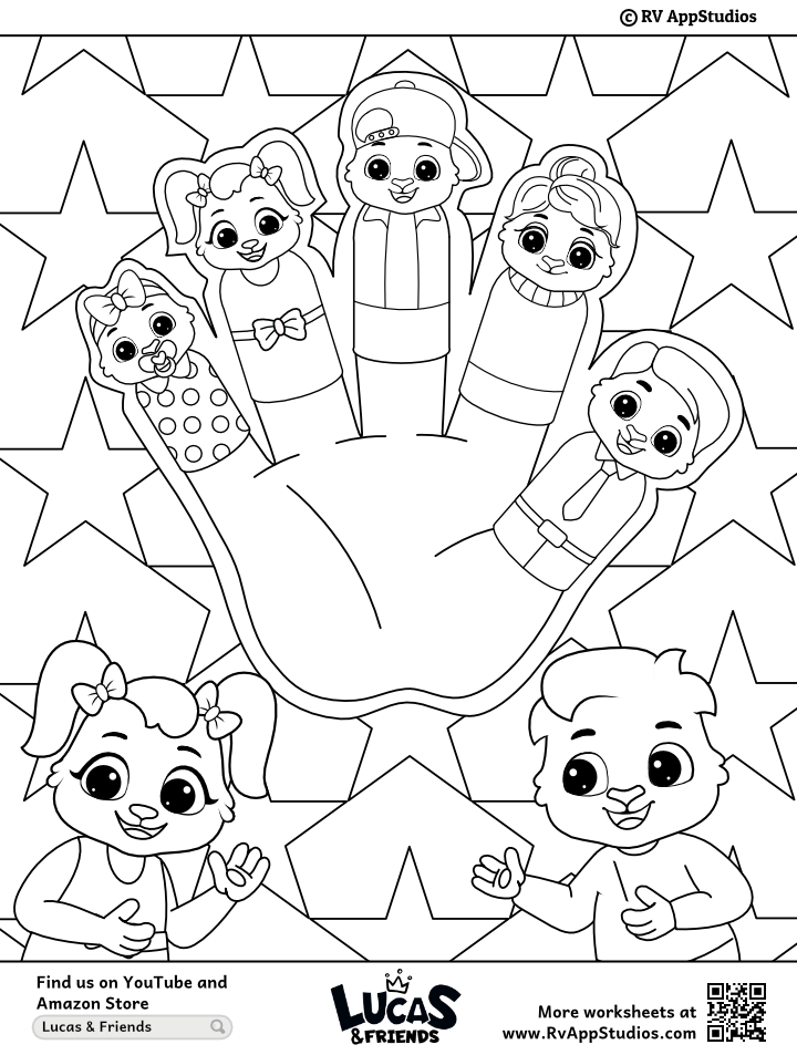 Finger family coloring sheet for children free printable to download and color