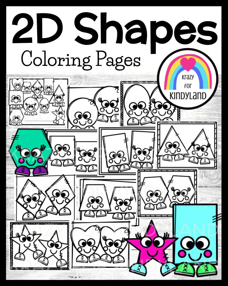 Shapes coloring pages booklet circle square rectangle triangle oval