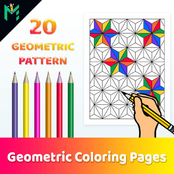 Geometric pattern coloring page for kids printable pdf by medelwardi