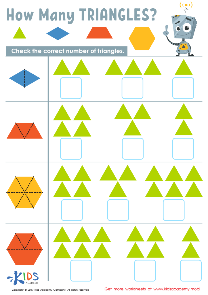 How many triangles worksheet for kids