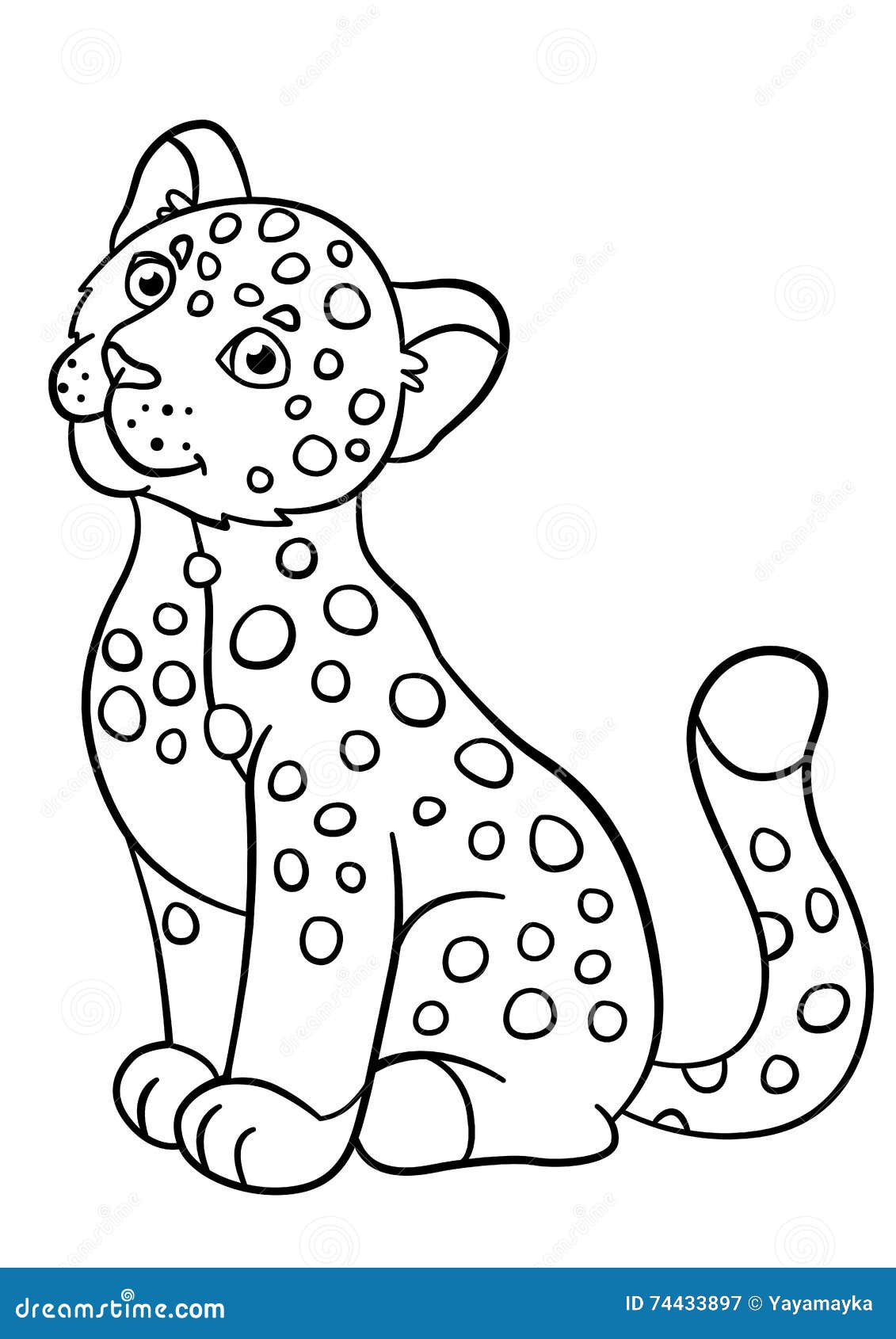 Coloring pages little cute baby jaguar smiles stock vector