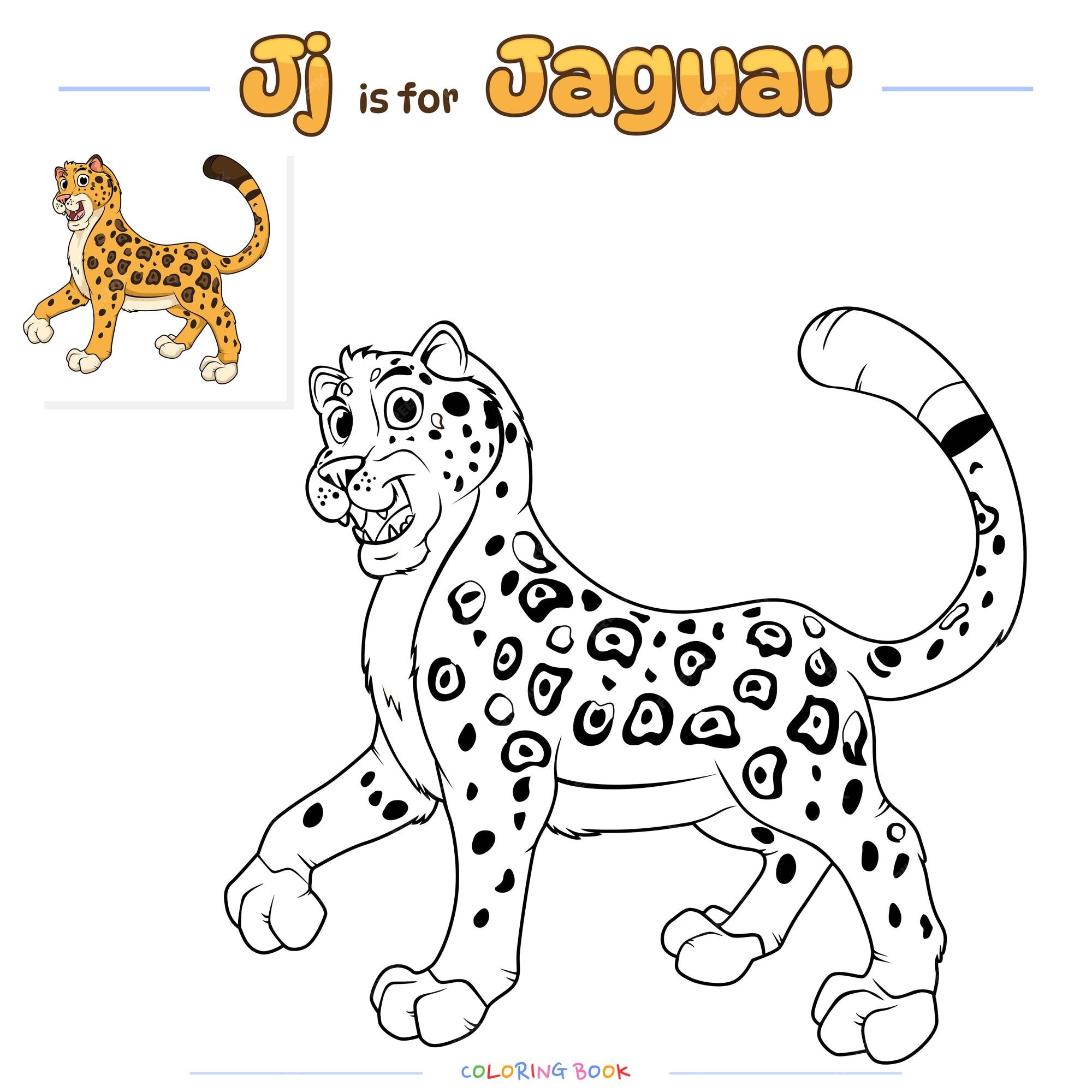 Premium vector coloring page jaguar cartoon