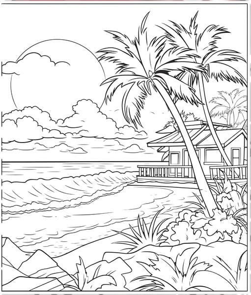 Free printable beach coloring pages list