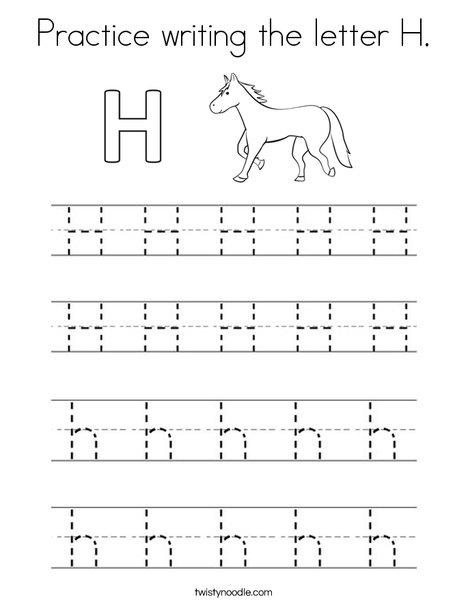 Practice writing the letter h coloring page