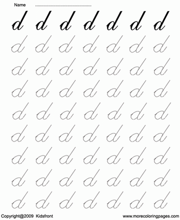 Printable cursive letter dot to dots d coloring worksheets free online coloring pages