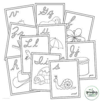 Cursive alphabet coloring book pages size large lowercase uppercase letters