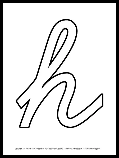 Lowercase letter h cursive outline printable free â the art kit