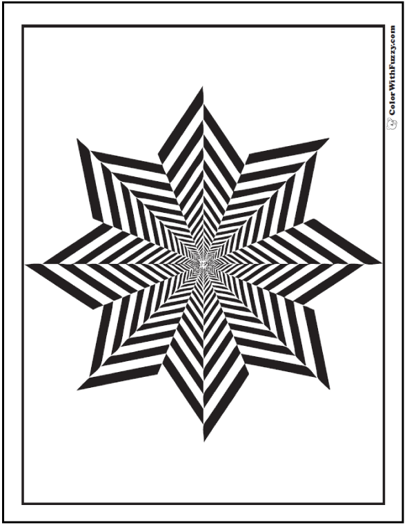 Free geometric coloring sheet striped eight point star