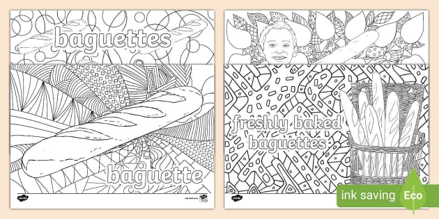 Baguette mindfulness colouring sheets teacher made