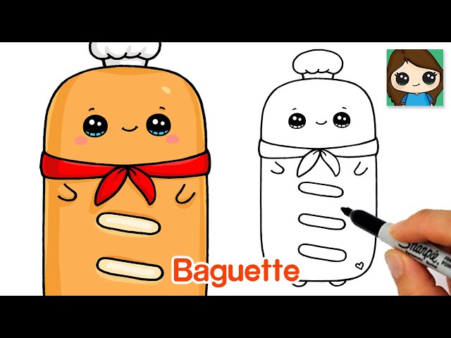 How to draw a baguette bread ð cute food art