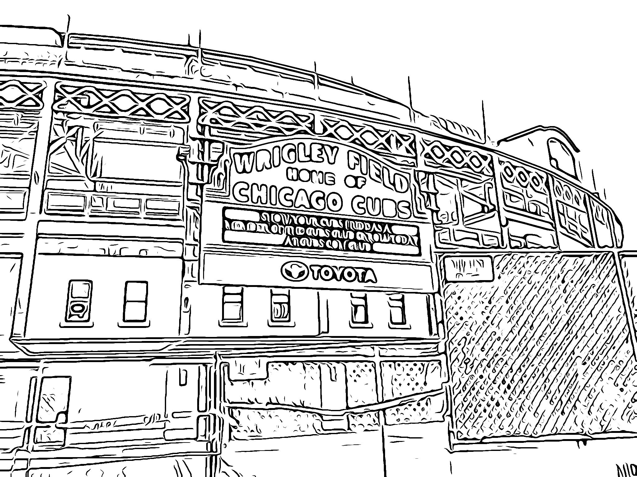 Wrigley field coloring page instant download