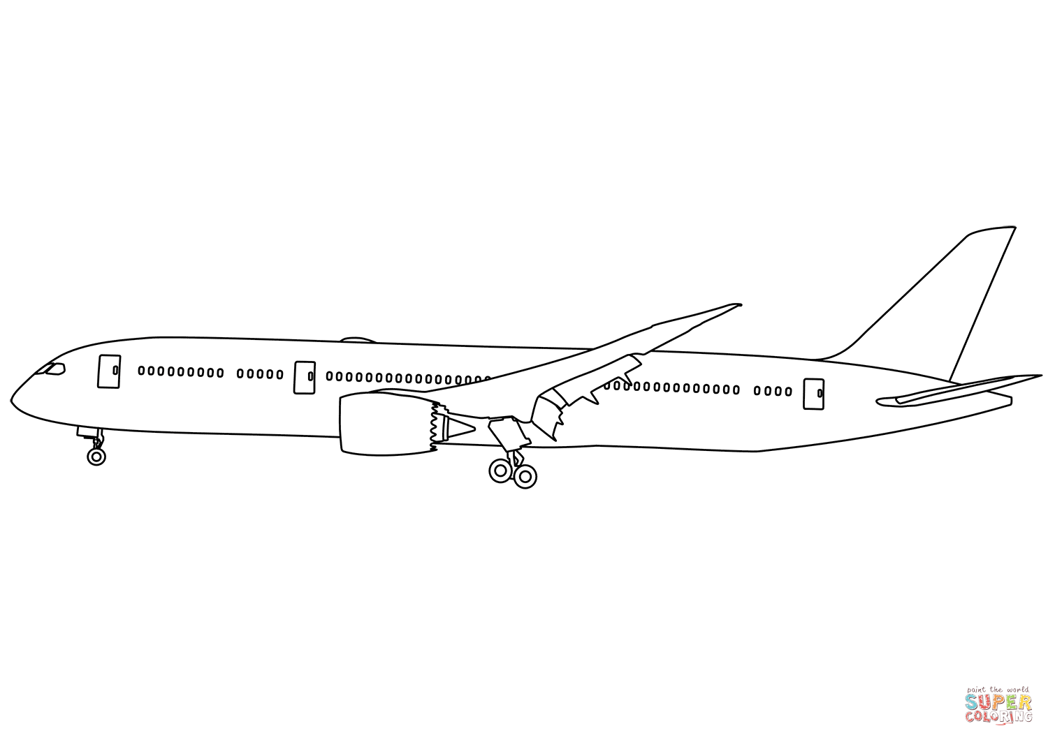 Boeing dreamliner coloring page free printable coloring pages