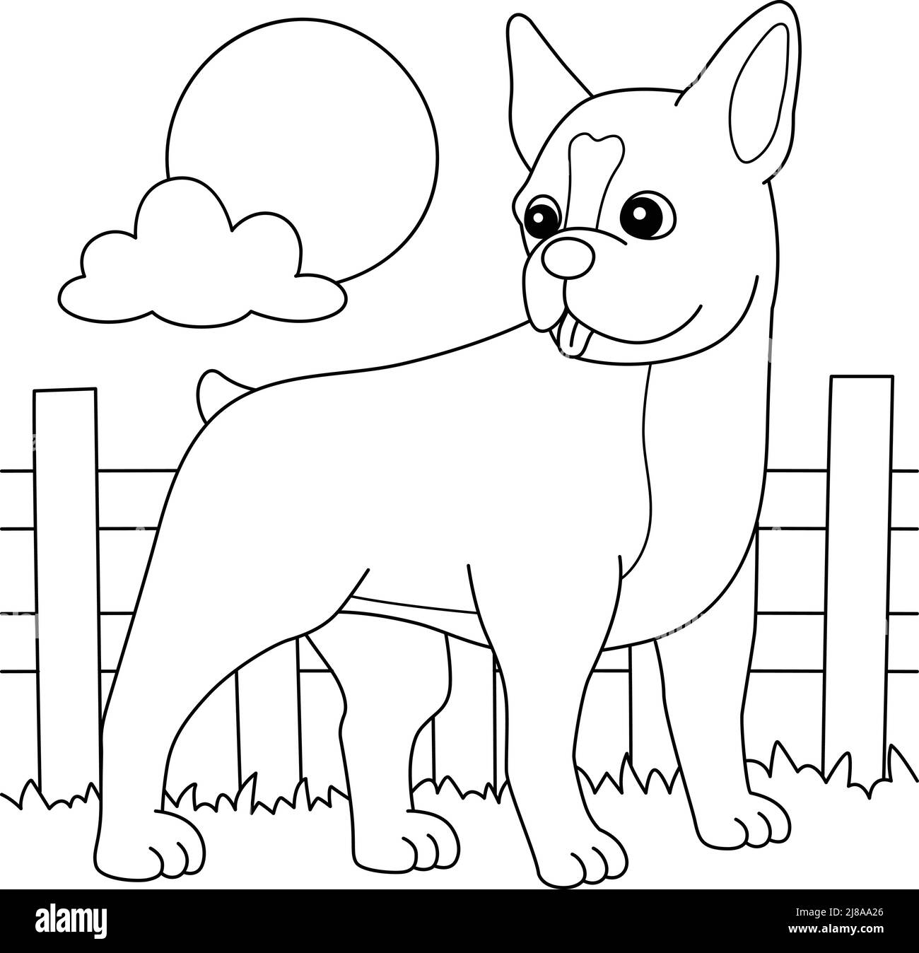 Boston terrier dog coloring page for kids stock vector image art