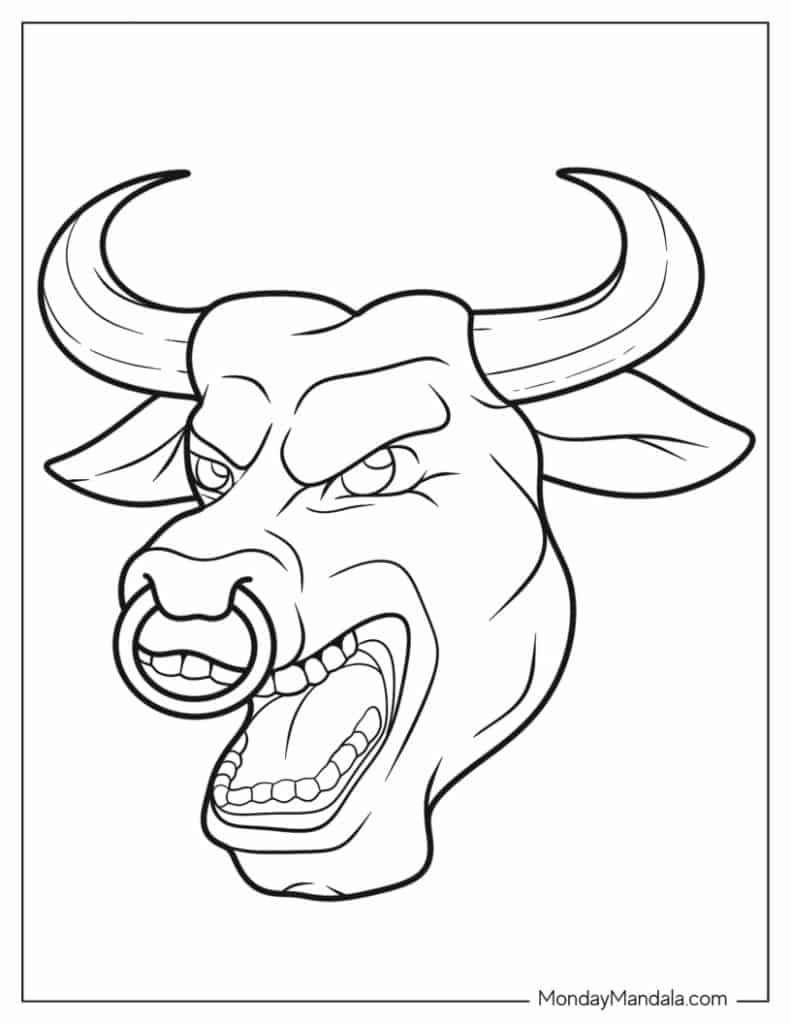 Bull coloring pages free pdf printables