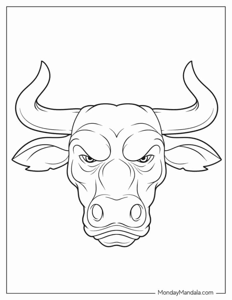 Bull coloring pages free pdf printables