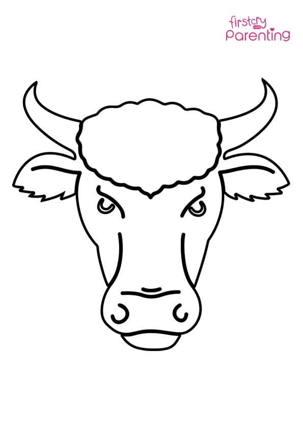 Bull face coloring page for kids