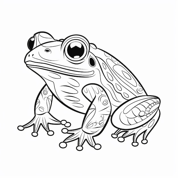 Premium ai image bullfrog sketch cute angel cute coloring book kawaii line art