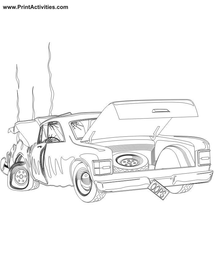 Car coloring page broken down car