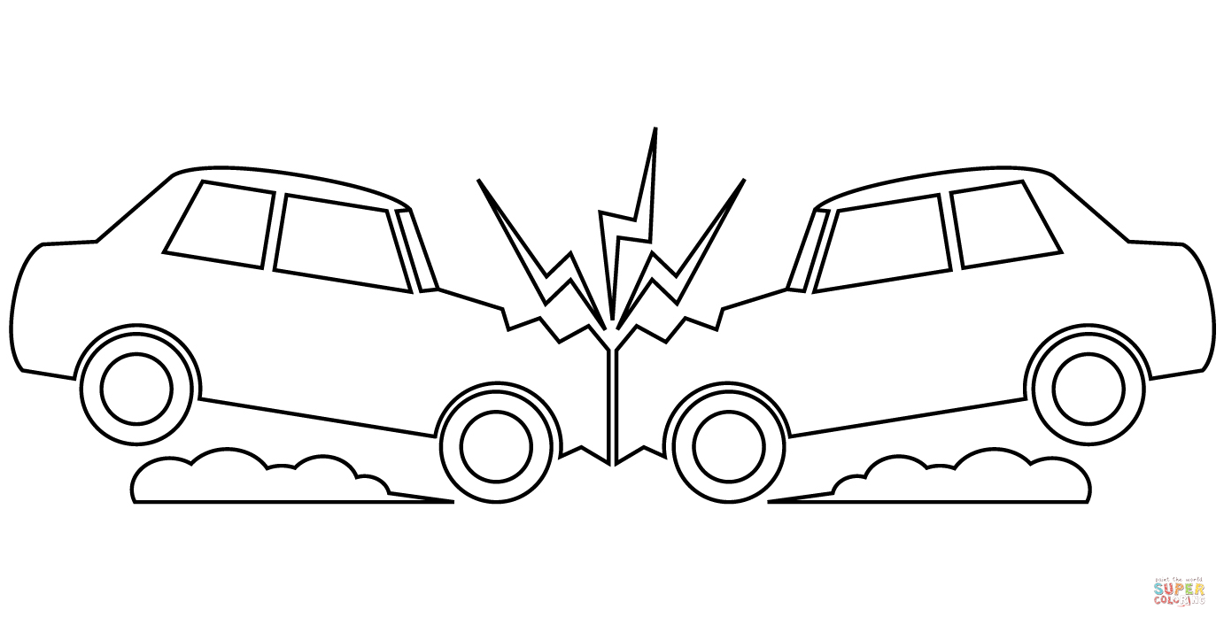 Car crash coloring page free printable coloring pages