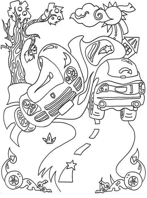 Car crash a coloring book page from my grown ups colorinâ