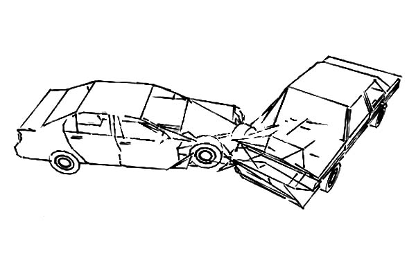 Drawing crashed cars coloring pages