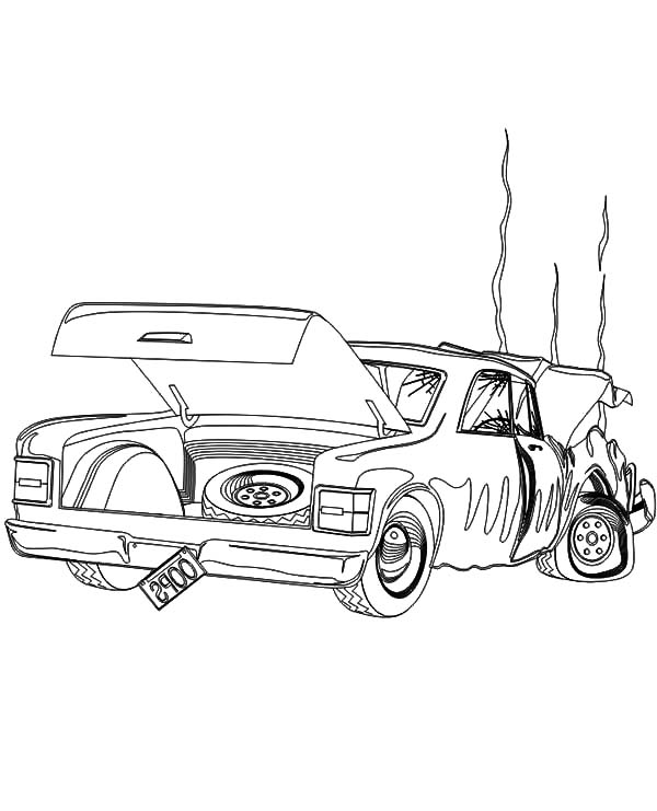 Expensive crashed cars coloring pages