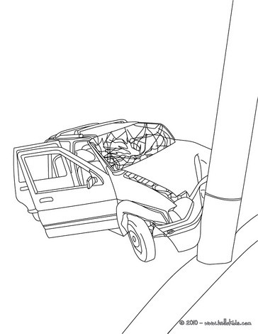 Car crash coloring pages