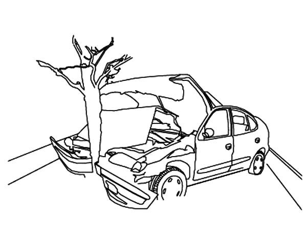 Crashed cars to tree coloring pages coloring pages cars coloring pages tree coloring page