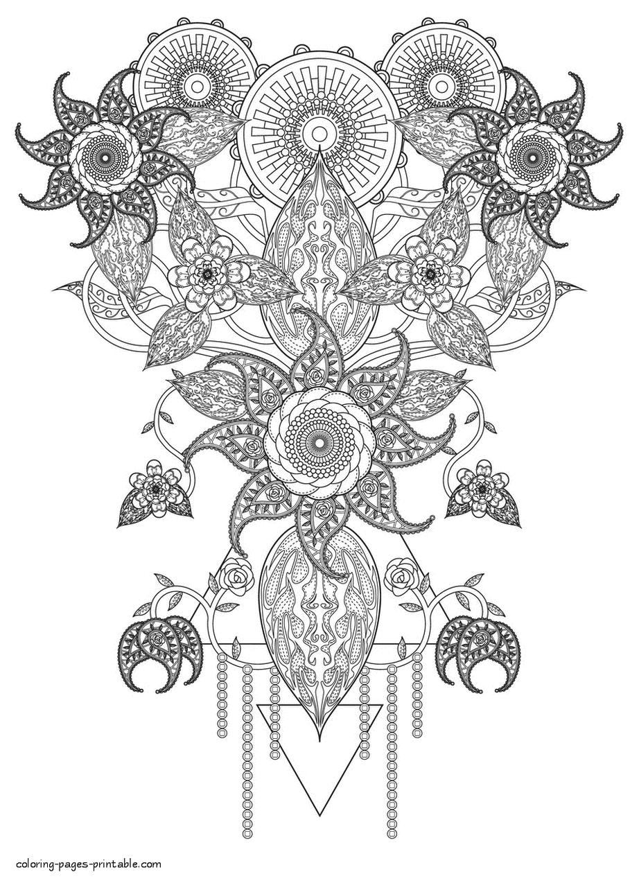 Get this abstract coloring pages free printable intricate abstract chandelier