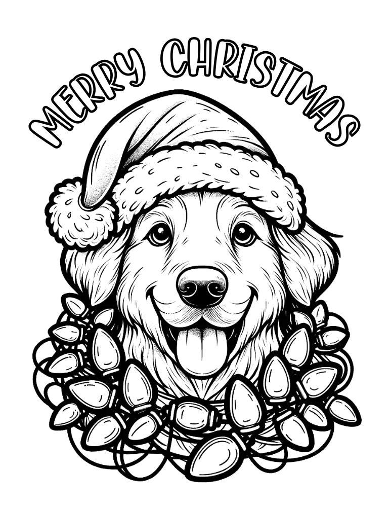 Free christmas dog coloring pages for kids