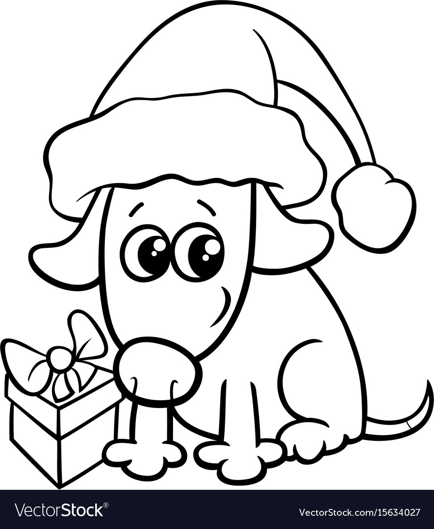 Cute dog on christmas coloring book royalty free vector