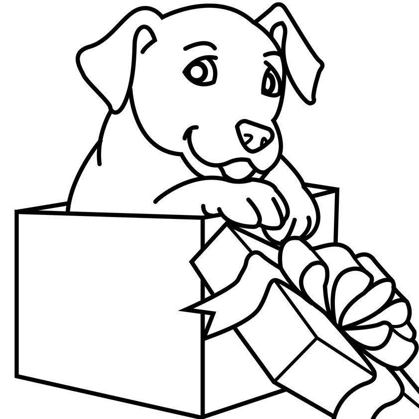 Christmas dogs coloring pages printable for free download