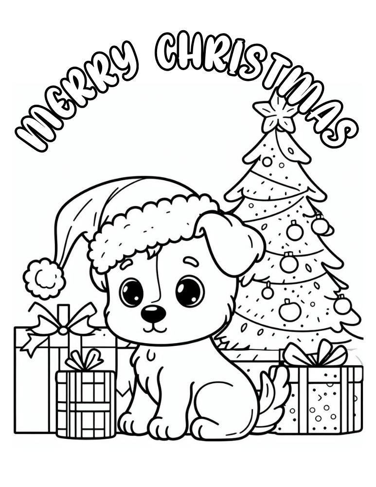 Free christmas dog coloring pages for kids