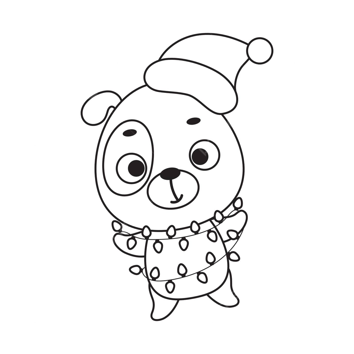 Cute christmas dog coloring page for kids with garland vector christmas drawing dog drawing ring drawing png and vector with transparent background for free download