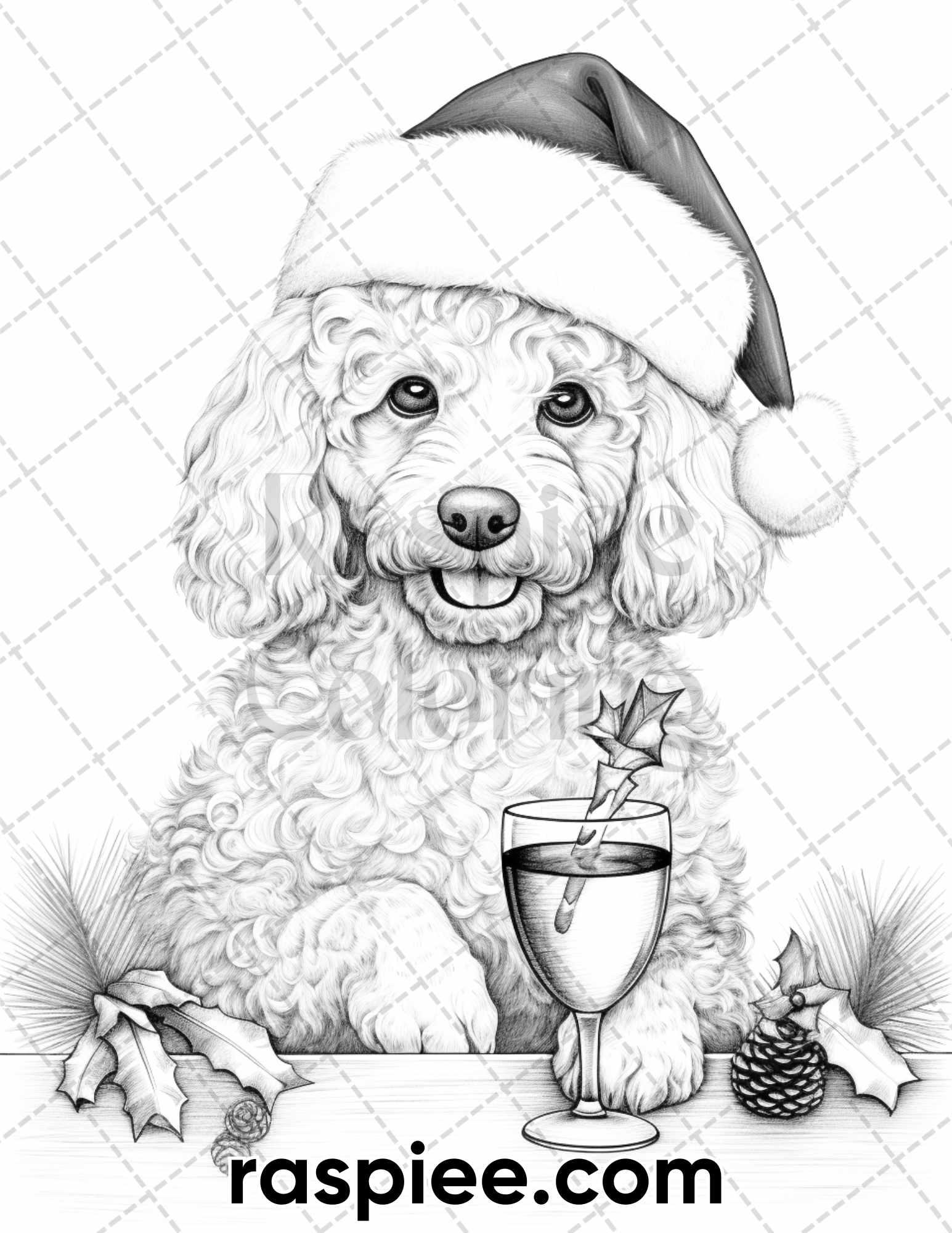 Christmas dogs grayscale coloring pages for adults printable pdf i â coloring