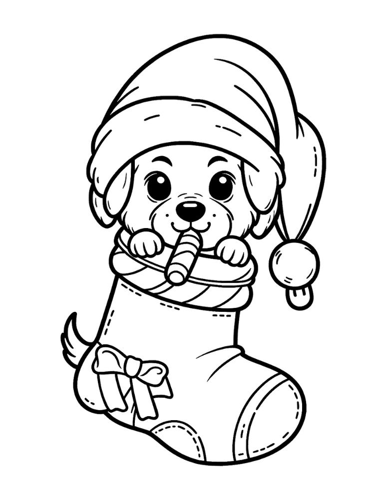 Free christmas dog coloring pages for kids