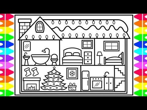 How to draw a christmas house with decorations ðâïâïðchristmas drawing and coloring pages for kidsâ coloring pages for kids christmas drawing drawing for kids