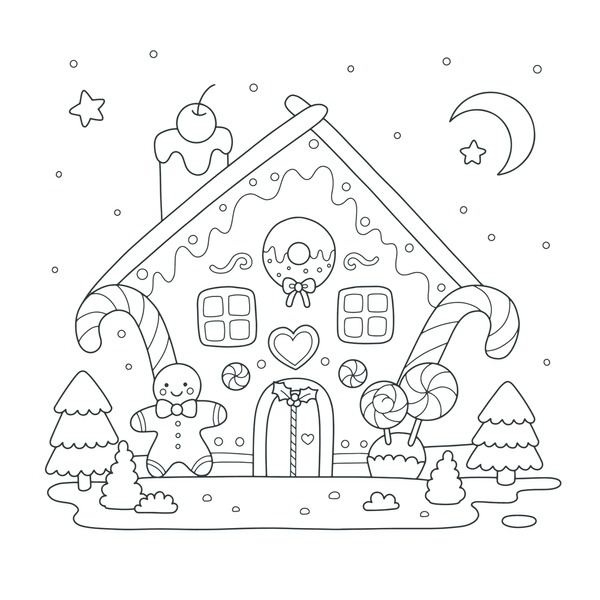 Thousand christmas house coloring book royalty