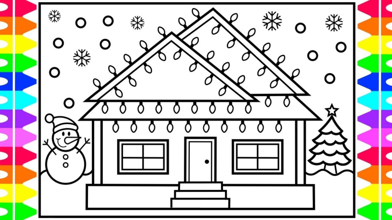 How to draw a christas house with lights ððððð house drawing and coloring pages for kids